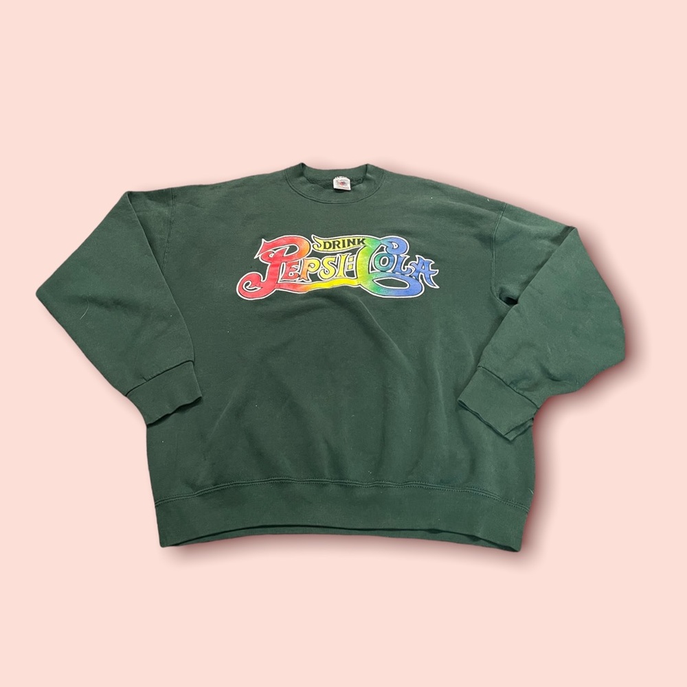 Vintage hunter Green Pepsi Cola Crew Neck Pullover Size XL